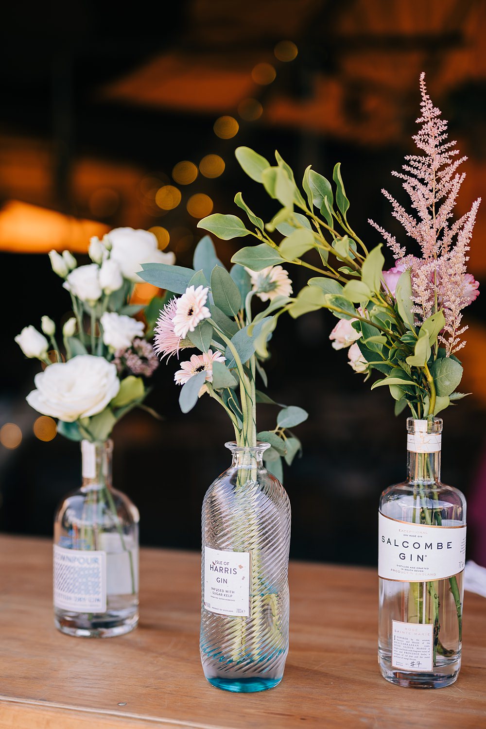 Gin Bottle Flowers Delamere Events Wedding Clare Robinson Photography
