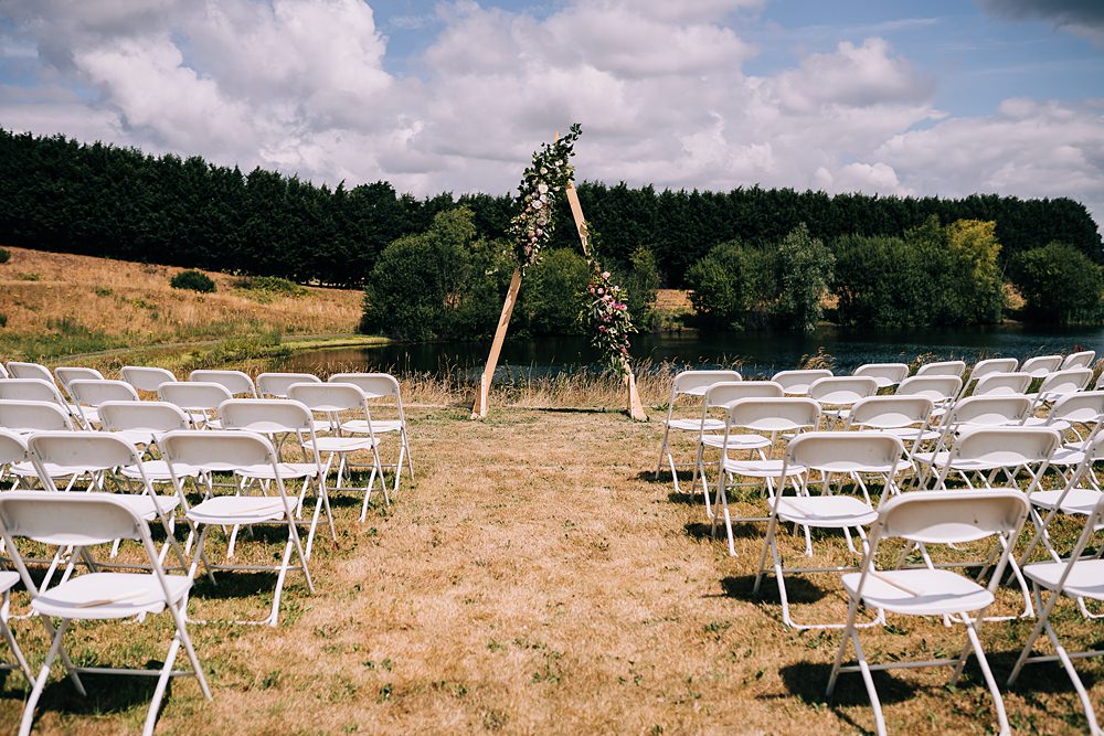 Triangle Wooden Flower Arch Greenery Ceremony Backdrop Delamere Events Wedding Clare Robinson Photography