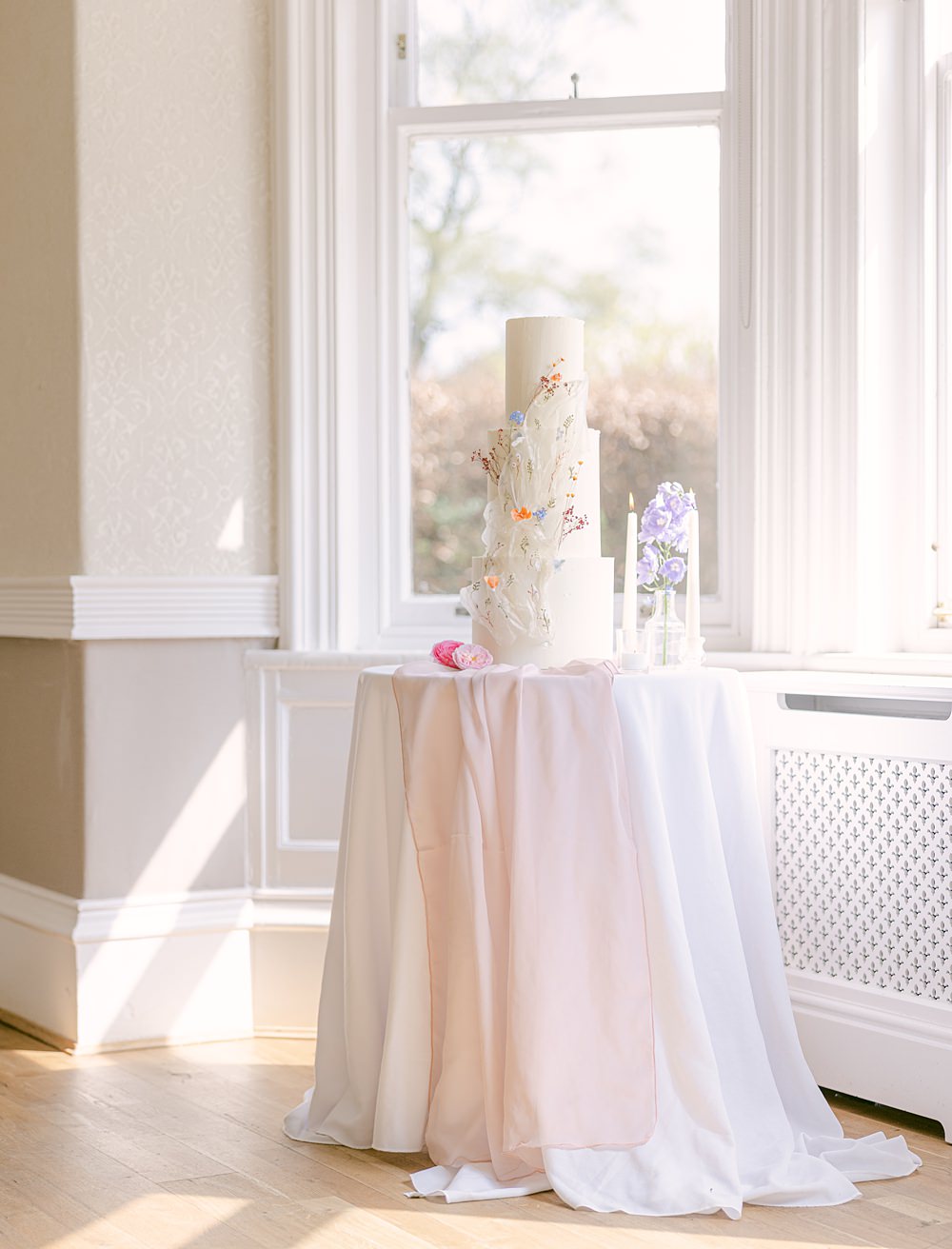Flower Floral Cake Table Flixton House Wedding Karl Joane Photography