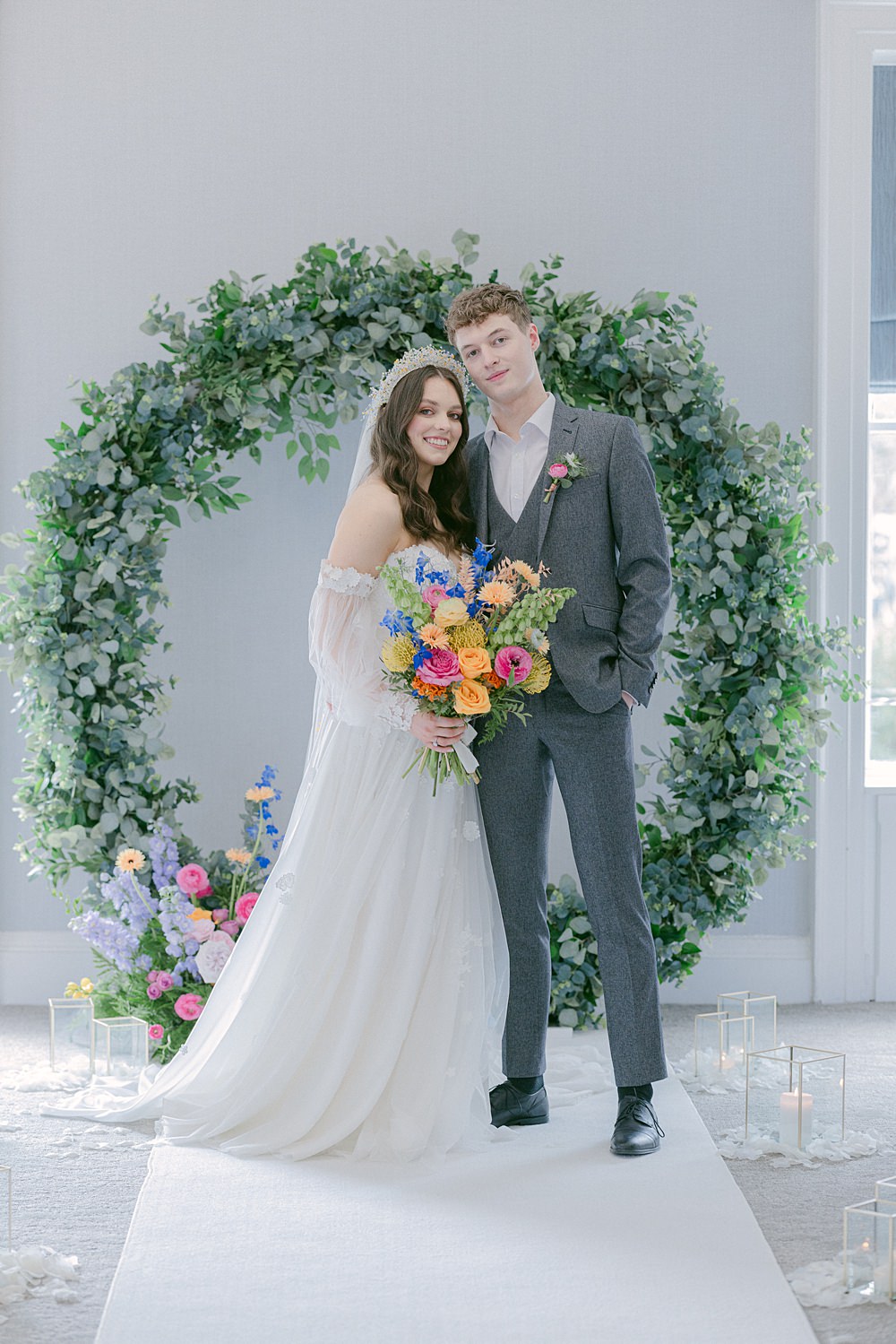 Flixton House Wedding Karl Joane Photography Greenery Hoop Arch Backdrop Ceremony