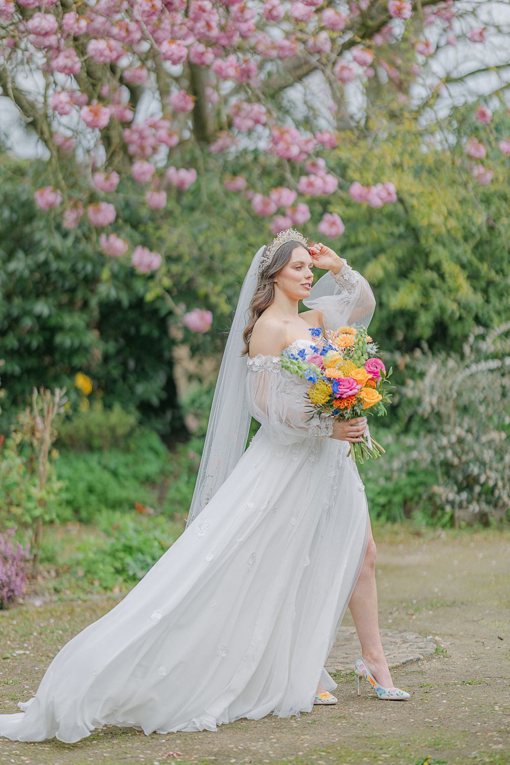 Off Shoulder Long Sleeve Dress Bride Flixton House Wedding Karl Joane Photography