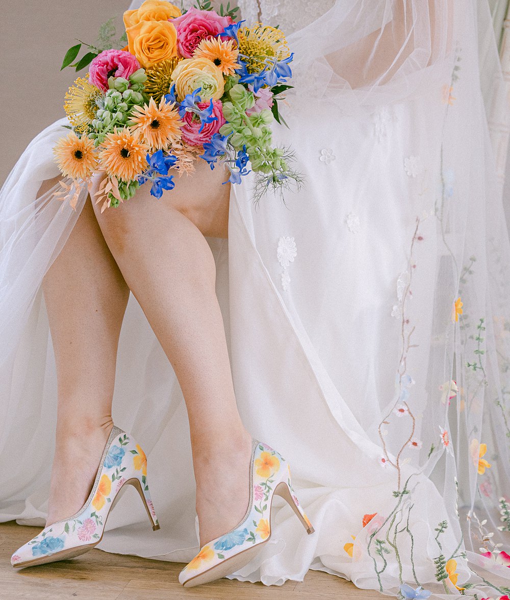 Floral Flower Shoes Bride Flixton House Wedding Karl Joane Photography