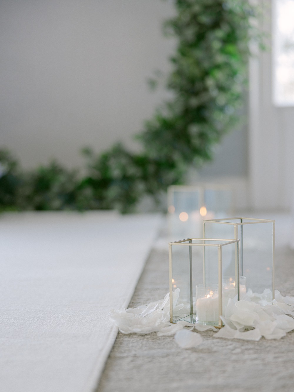 Aisle Decor Candles Petals Flixton House Wedding Karl Joane Photography
