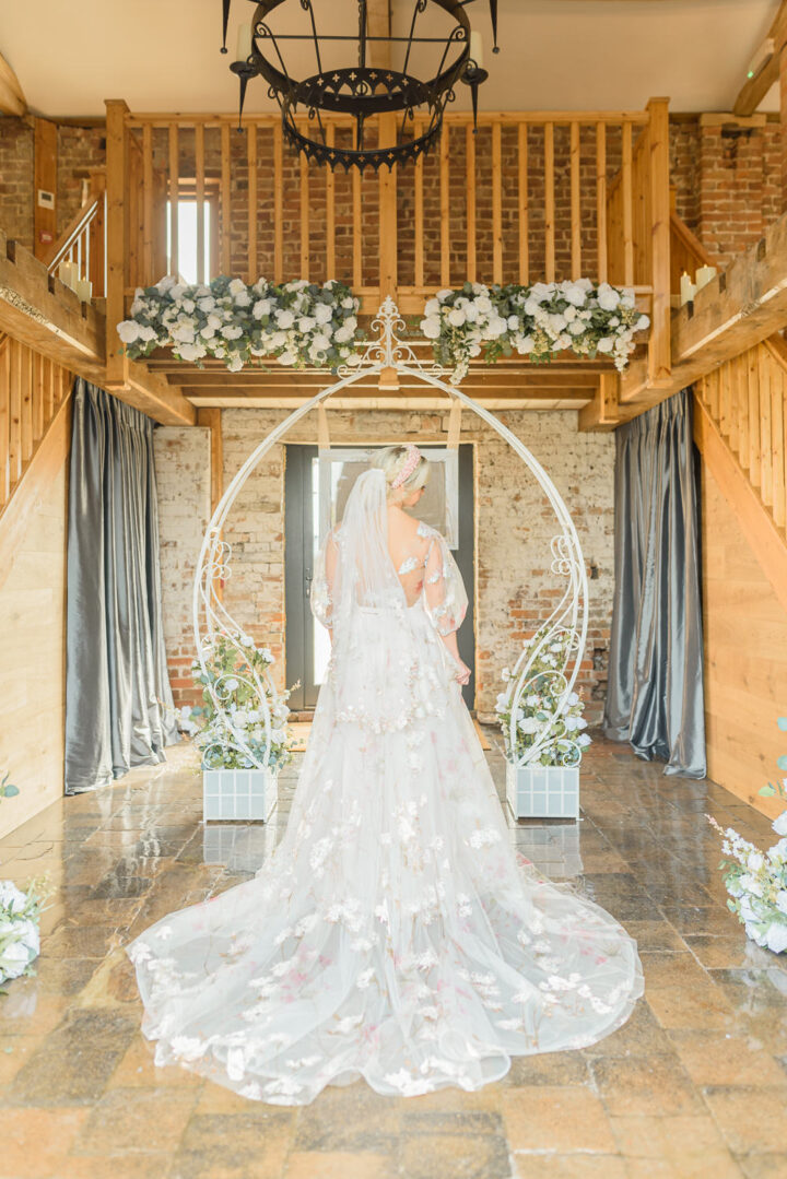 Flower Embroidered Pink Wedding Veil Tanya Flannagan Photography