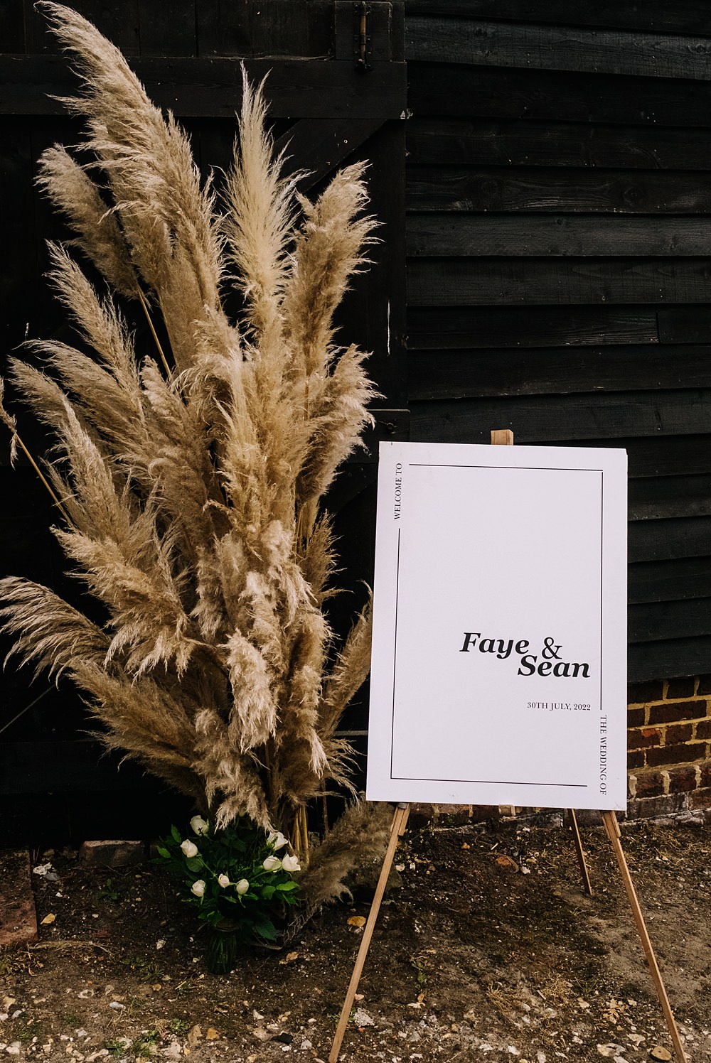 Green Yellow Wedding Kristian Leven Photography Welcome Sign Pampas Grass