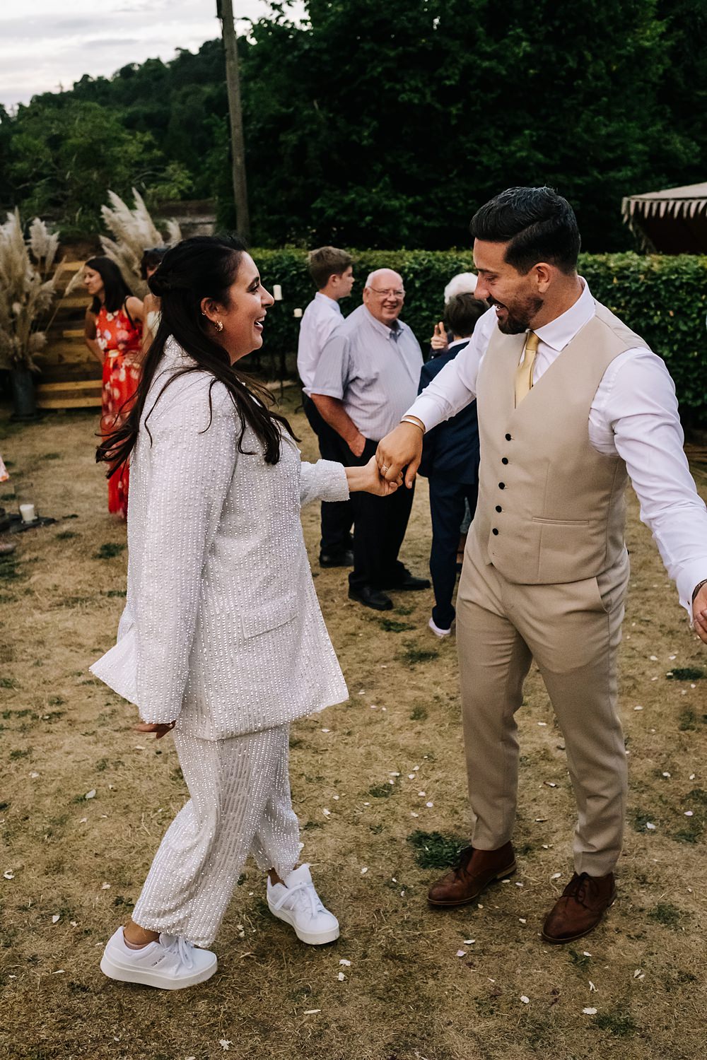 Sequin Suit Bride Green Yellow Wedding Kristian Leven Photography