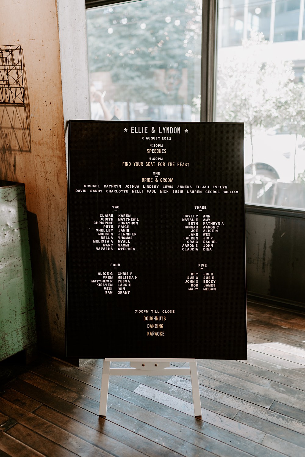 Peg Board Table Plan Heist Bank Wedding Gina Fernandes Photography