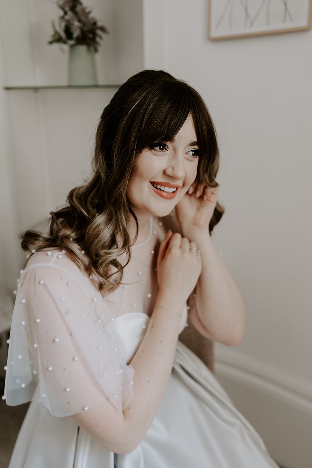 Bride Hair Waves Heist Bank Wedding Gina Fernandes Photography