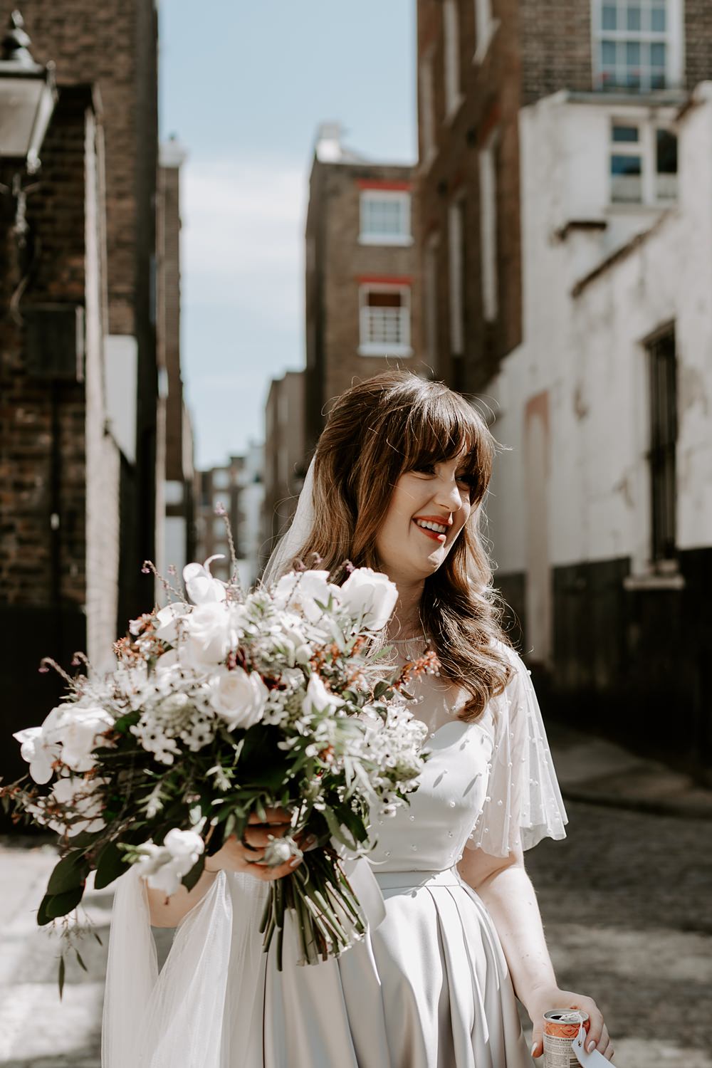 Bouquet Flowers Bride Greenery White Heist Bank Wedding Gina Fernandes Photography