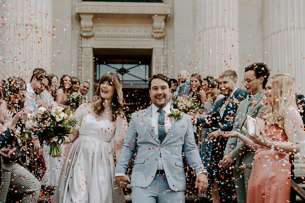 Confetti Throw Heist Bank Wedding Gina Fernandes Photography