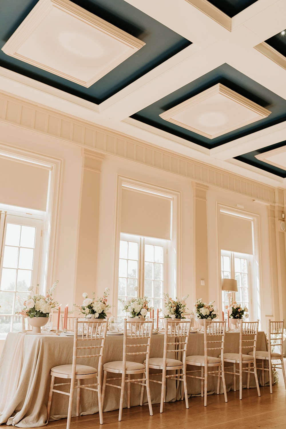 Long Table Decor Chairs Hodsock Priory Wedding Gabrielas Photography and Film