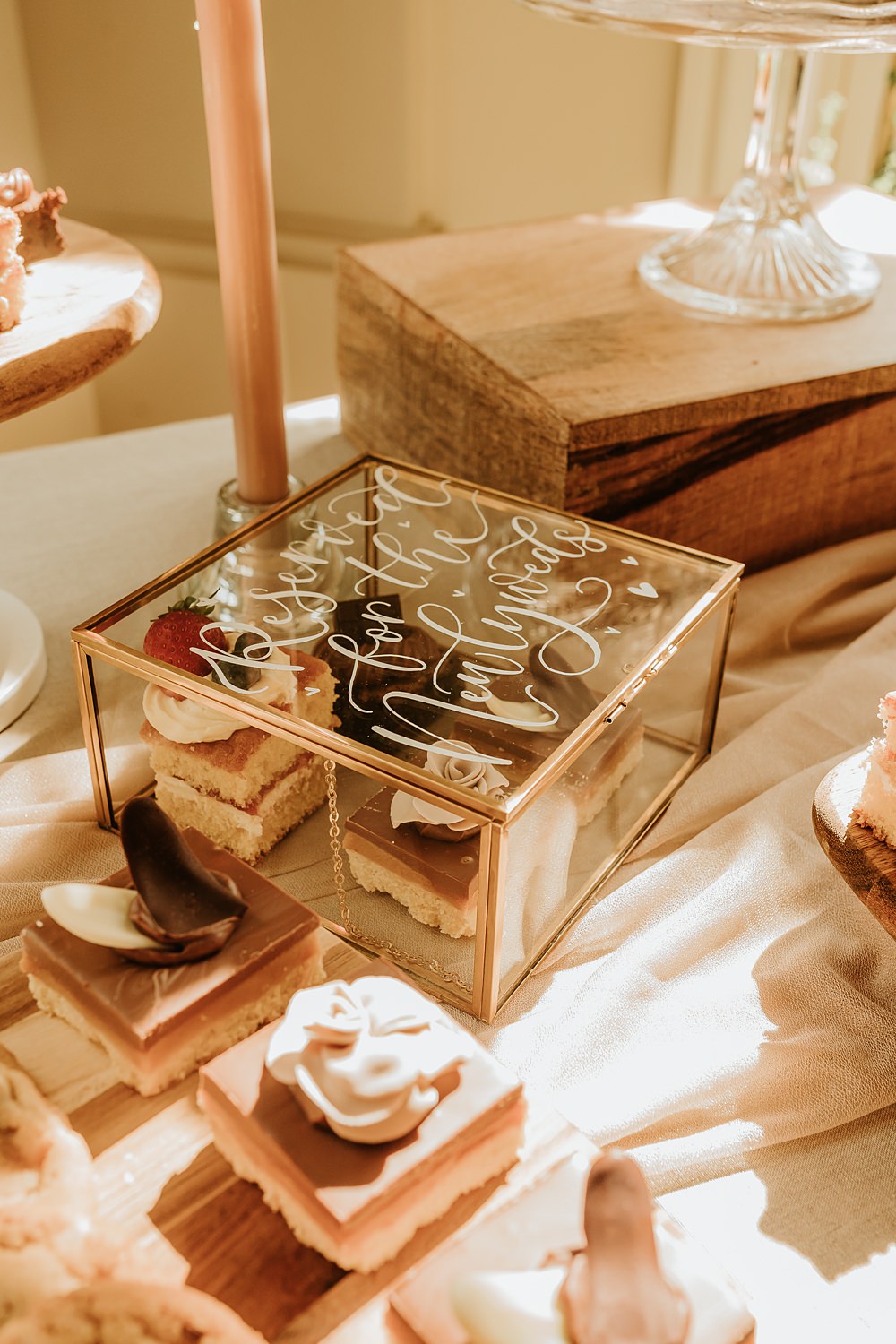 Dessert Bar Pudding Table Box Glass Hodsock Priory Wedding Gabrielas Photography and Film