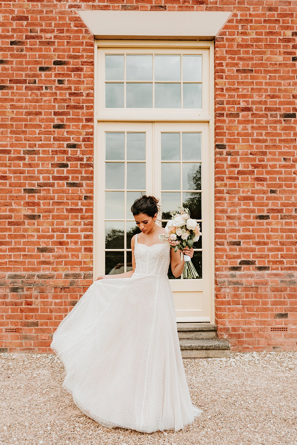 Strap Bodice Gown Dress Bride Hodsock Priory Wedding Gabrielas Photography and Film