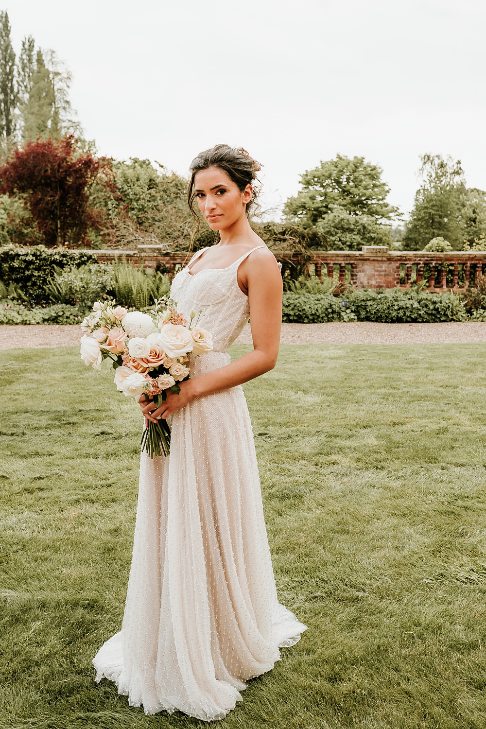 Strap Bodice Gown Dress Bride Hodsock Priory Wedding Gabrielas Photography and Film