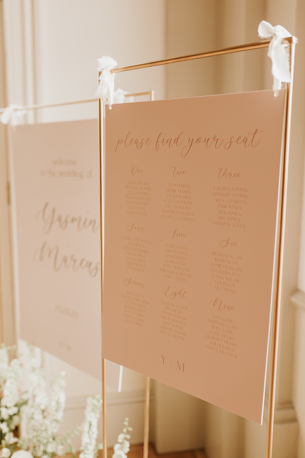Table Plan Sign Suspended Hodsock Priory Wedding Gabrielas Photography and Film