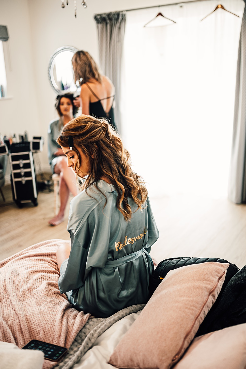 Malt House Barn Wedding Daniel McClane Photography Bridesmaid Robe Dressing Gown