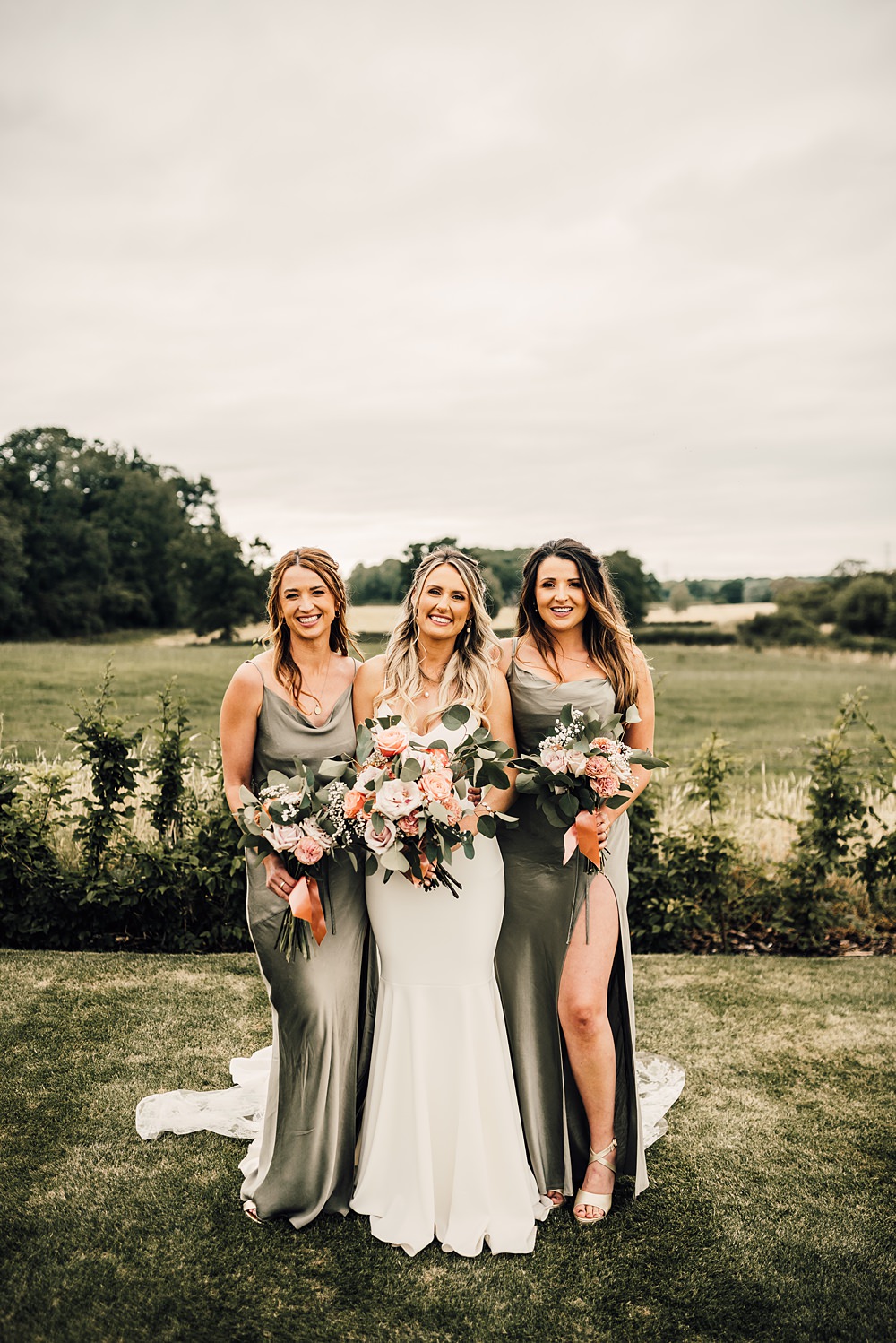Long Green Bridesmaid Dresses Malt House Barn Wedding Daniel McClane Photography