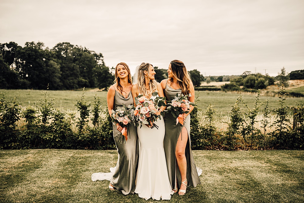 Long Green Bridesmaid Dresses Malt House Barn Wedding Daniel McClane Photography