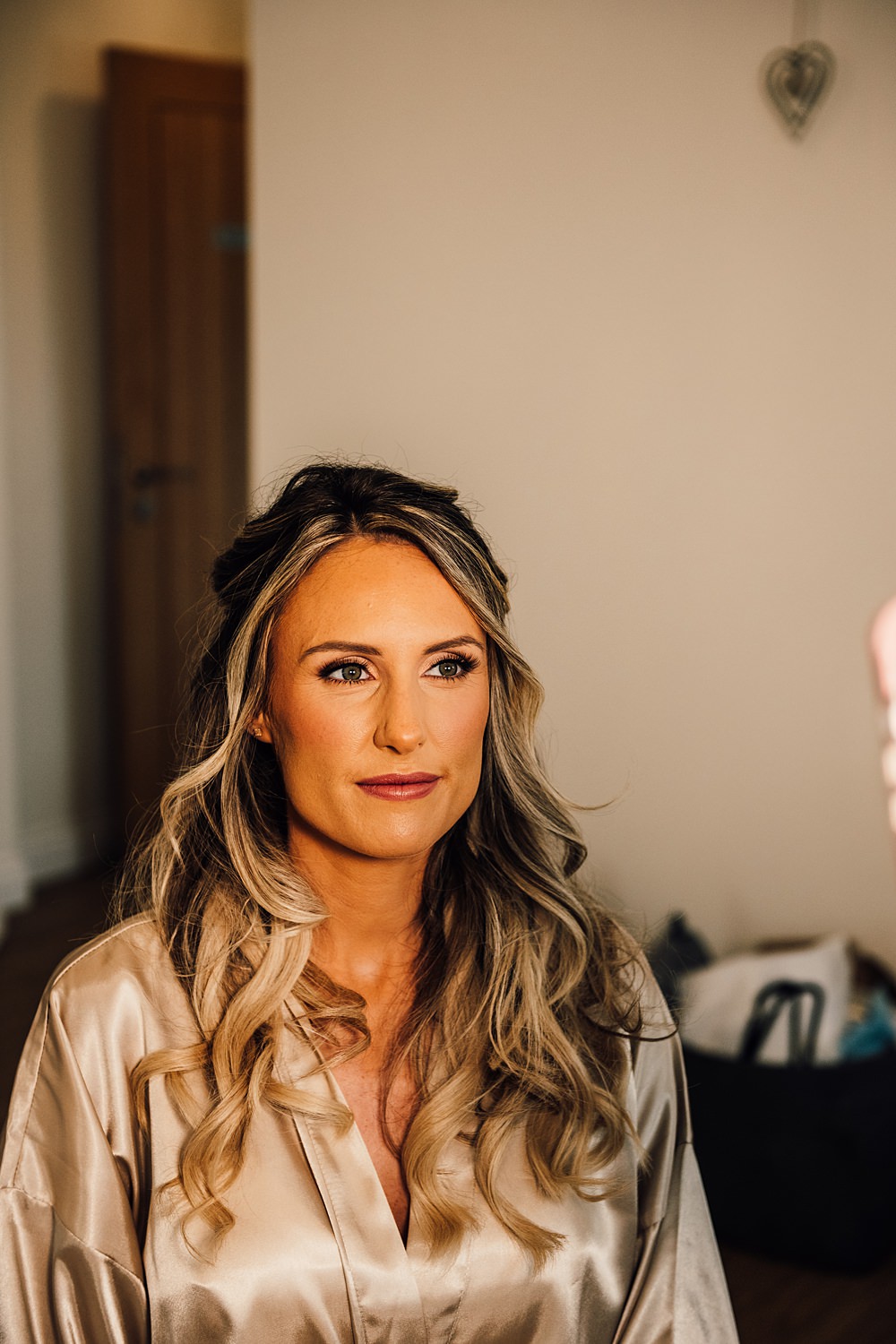 Bride Makeup Dewy Natural Wavy Hair Malt House Barn Wedding Daniel McClane Photography