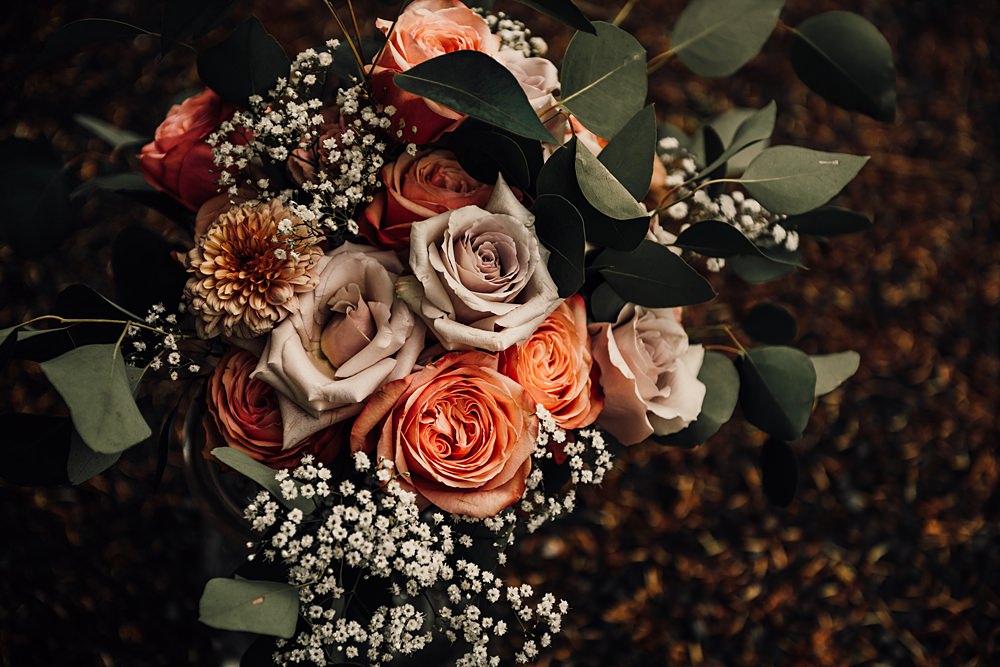 Bouquet Flowers Rose Gypsophila Malt House Barn Wedding Daniel McClane Photography