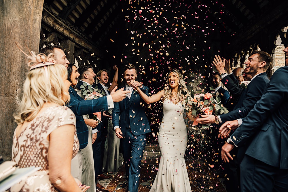 Confetti Throw Malt House Barn Wedding Daniel McClane Photography