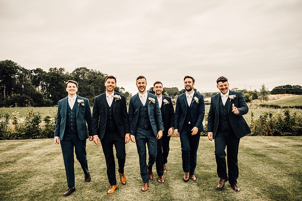 Navy Groom Suit Groomsmen Malt House Barn Wedding Daniel McClane Photography