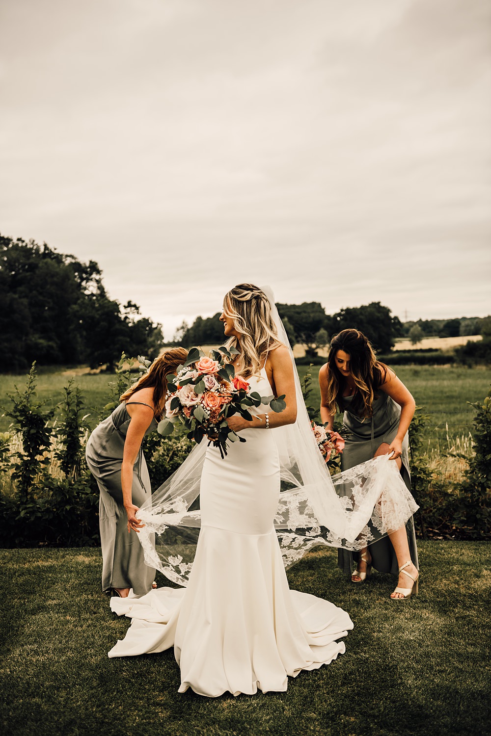 Dress Gown Bride Grace Loves Lace Veil Mermaid Malt House Barn Wedding Daniel McClane Photography