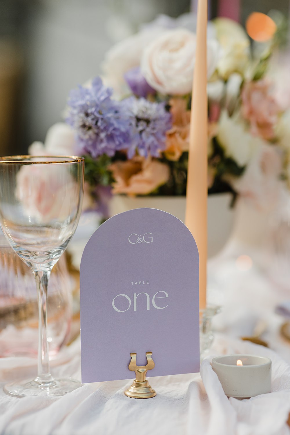 Table Number Sign Modern Lilac Wedding Ideas Michelle Huggleston Photography