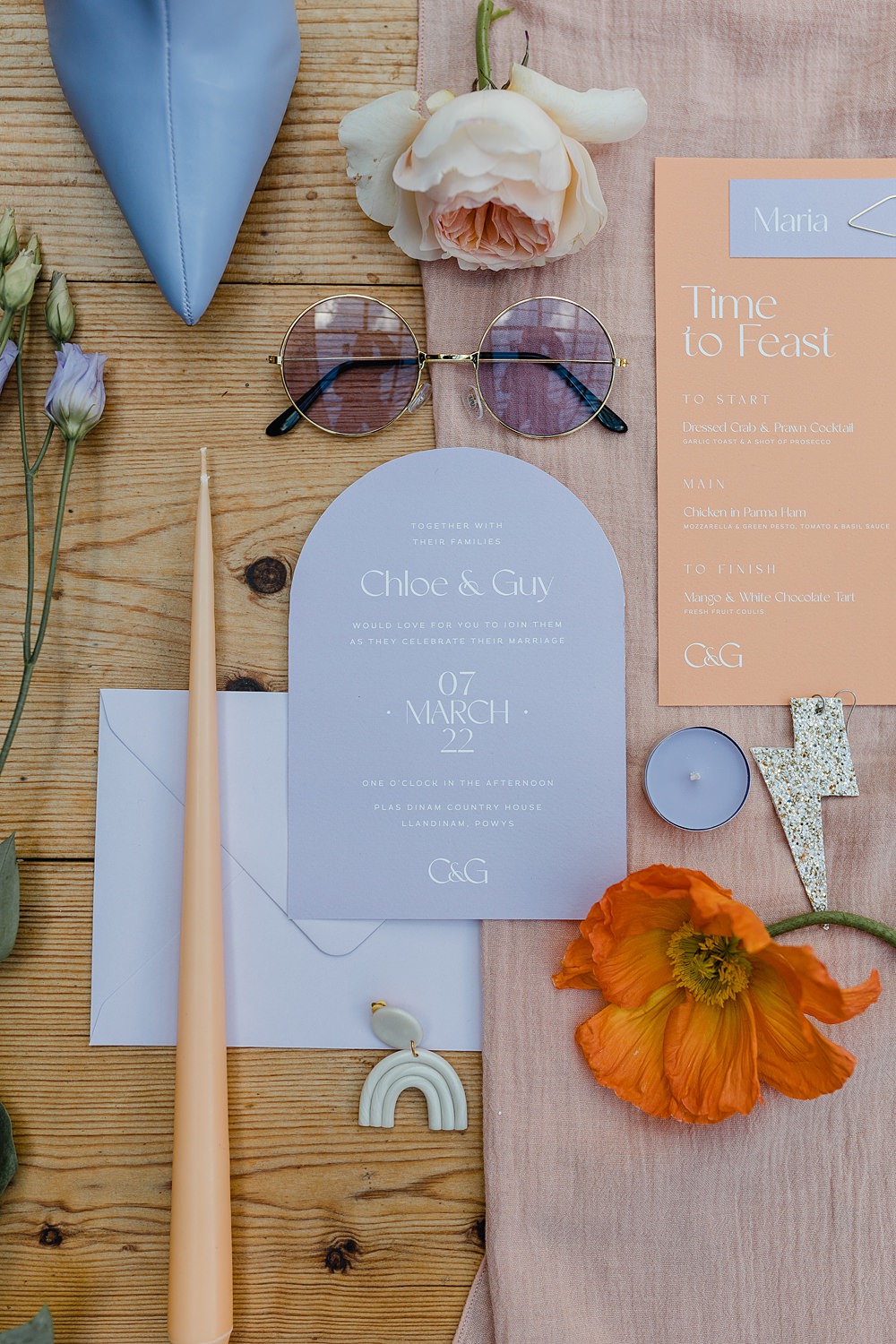 Peach Stationery Invites Modern Modern Lilac Wedding Ideas Michelle Huggleston Photography