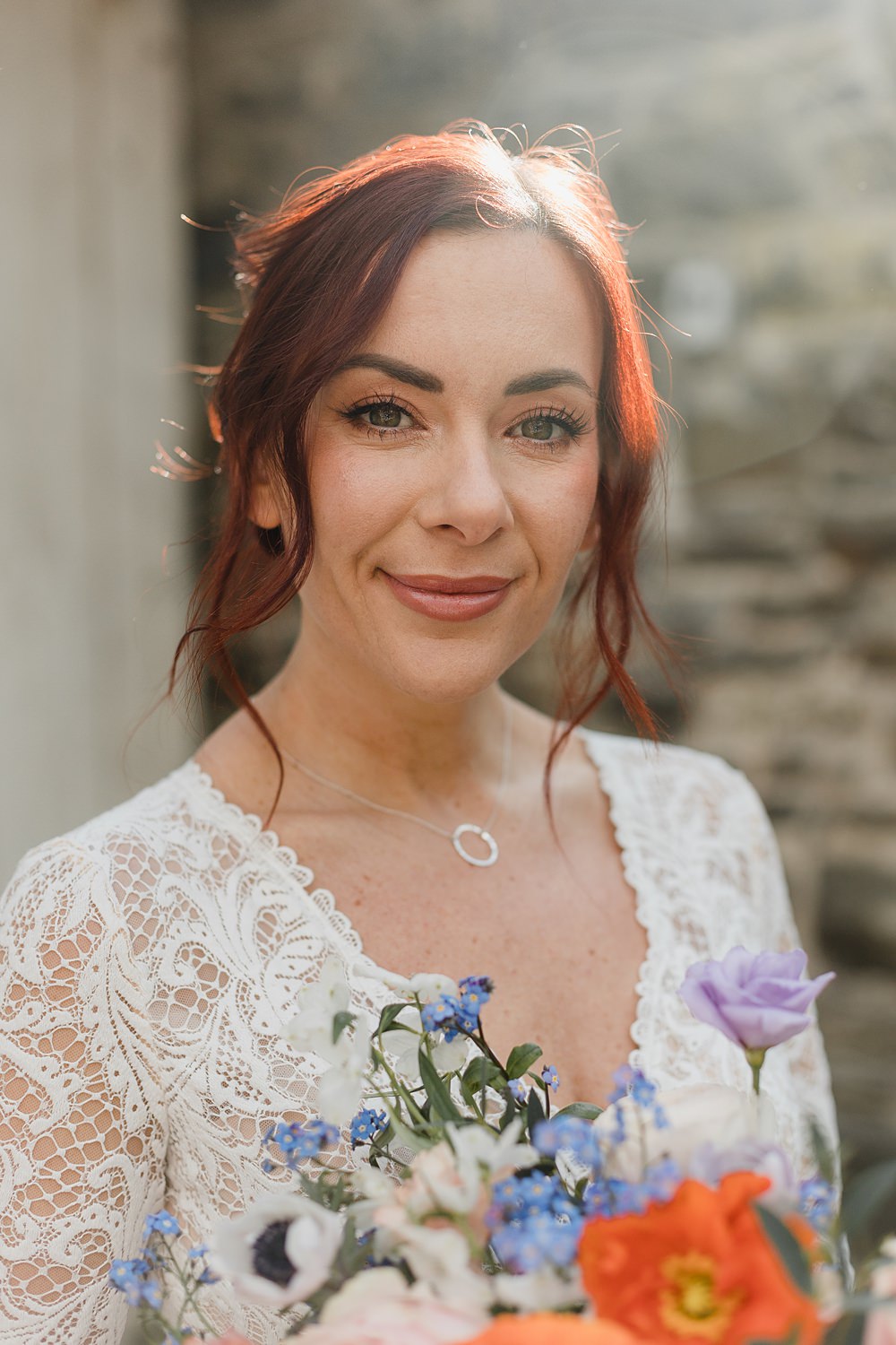 Bride Makeup Hair Updo Modern Lilac Wedding Ideas Michelle Huggleston Photography