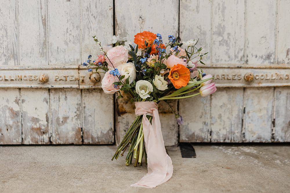 Bouquet Flowers Bride Orange Peach Modern Lilac Wedding Ideas Michelle Huggleston Photography