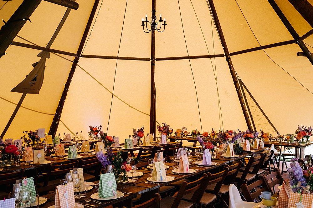 Tipi Reception Long Table Decor Outdoor Hertfordshire Wedding Kristian Leven Photography