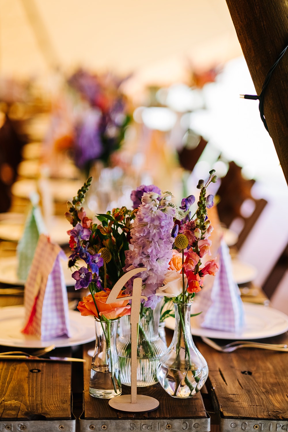 Bud Vase Flowers Colourful Centrepiece Outdoor Hertfordshire Wedding Kristian Leven Photography