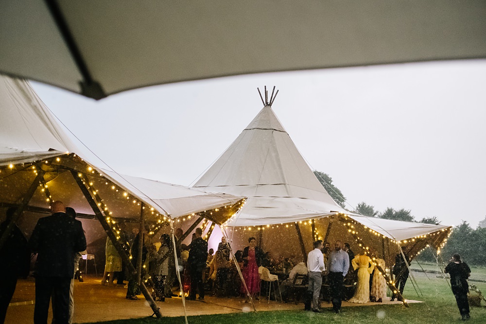 Tipi Raining Outdoor Hertfordshire Wedding Kristian Leven Photography