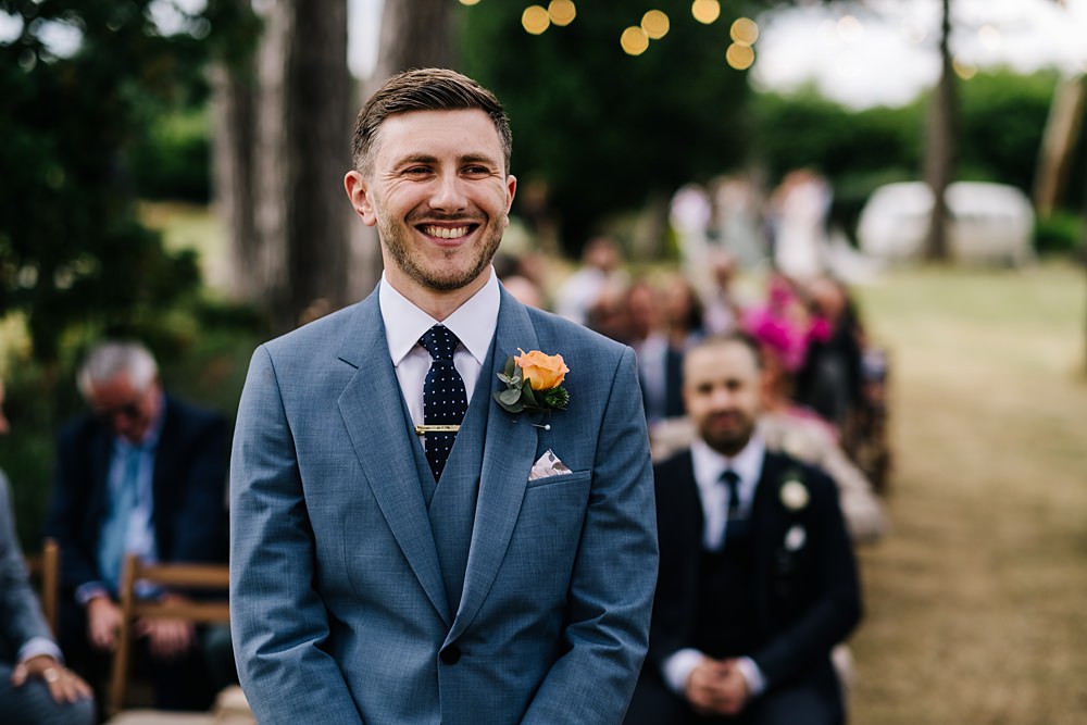 Groom Navy Suit Tie Outdoor Hertfordshire Wedding Kristian Leven Photography