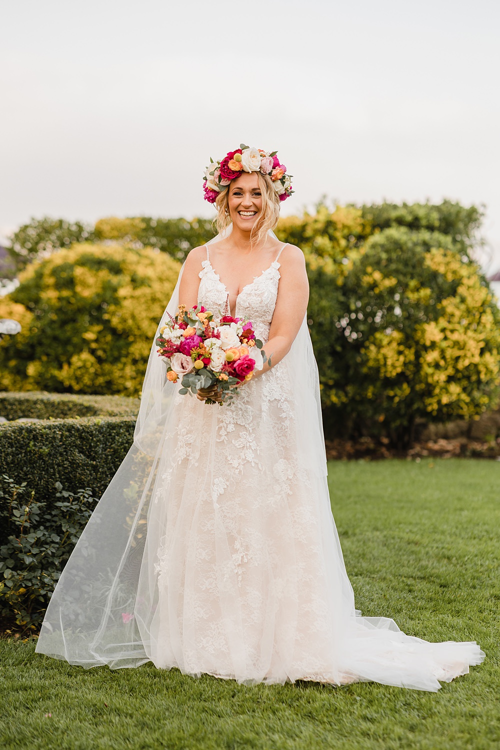 Lace Strappy Dress Gown Veil Oxwich Bay Hotel Wedding Michelle Huggleston Photography