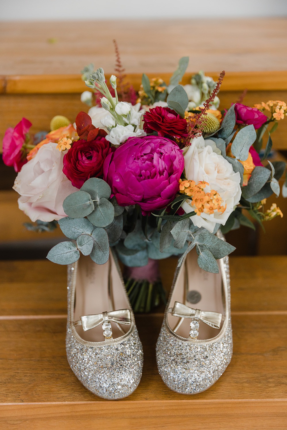 Pink Yellow Peony Rose Bridal Bouquet Oxwich Bay Hotel Wedding Michelle Huggleston Photography