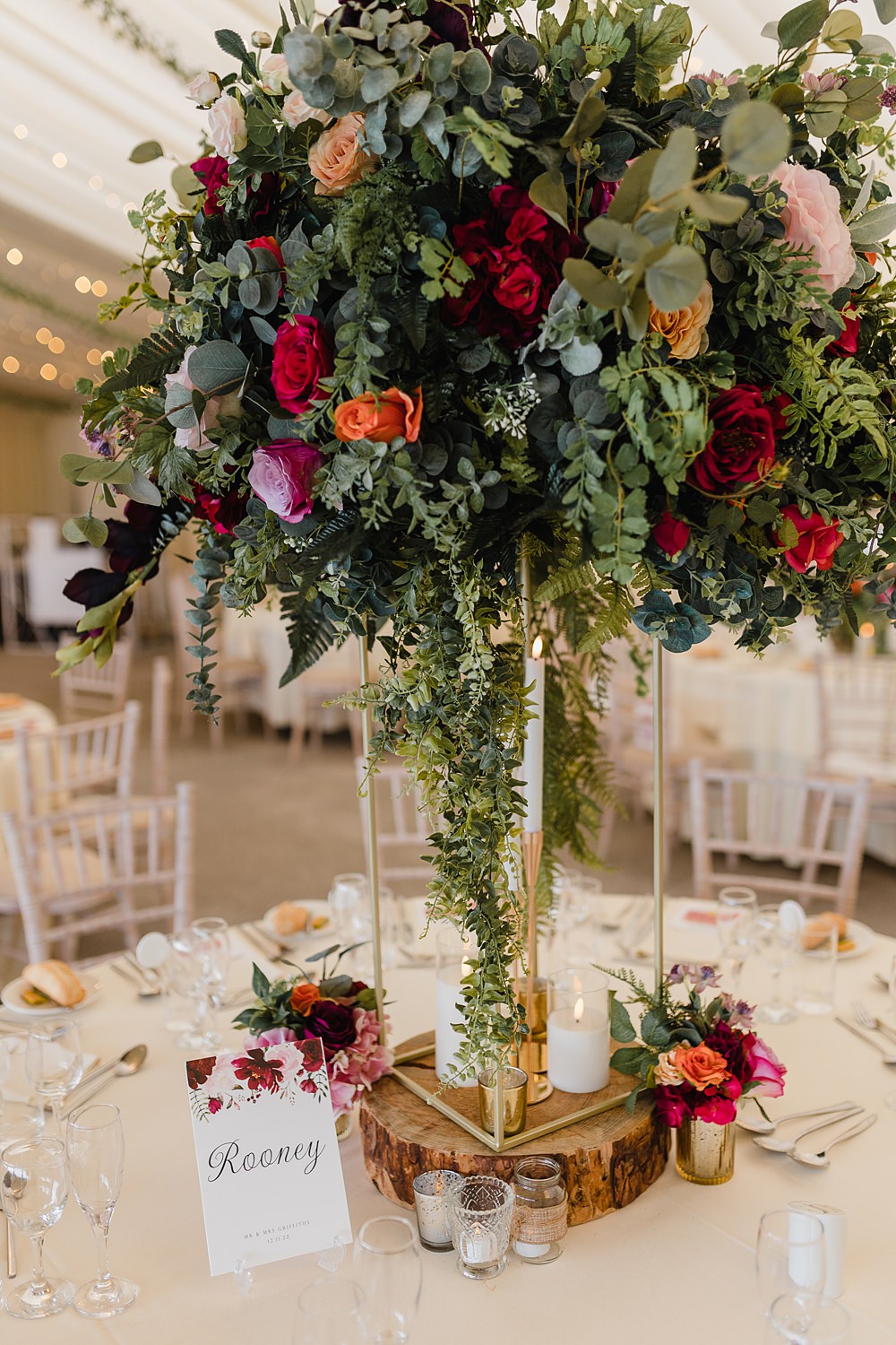 Urn Flowers Centrepiece Table Greenery Round Oxwich Bay Hotel Wedding Michelle Huggleston Photography