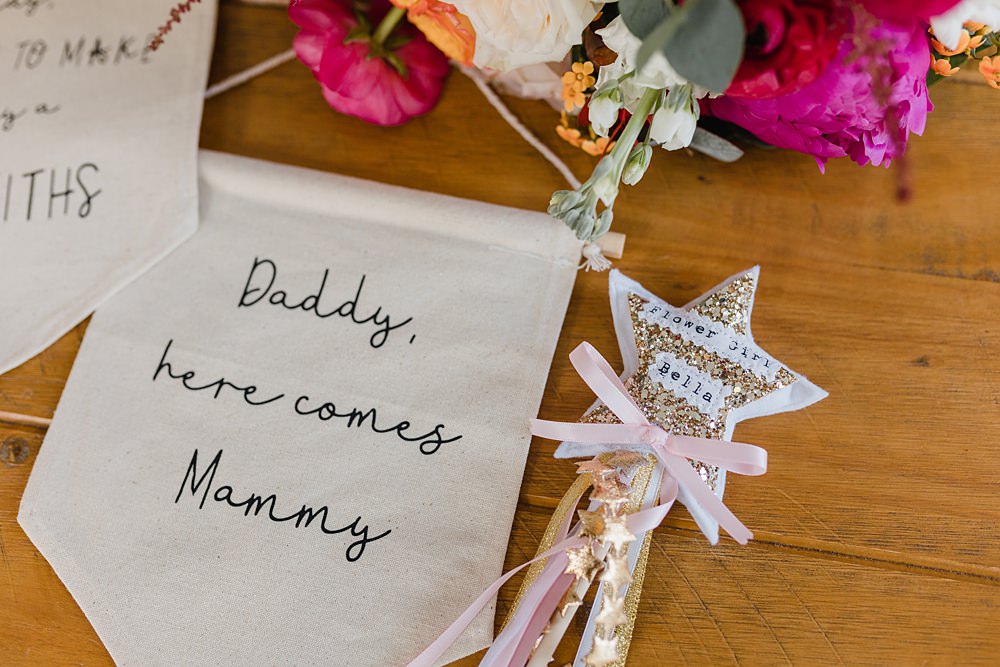 Flower Girl Banner Wand Oxwich Bay Hotel Wedding Michelle Huggleston Photography