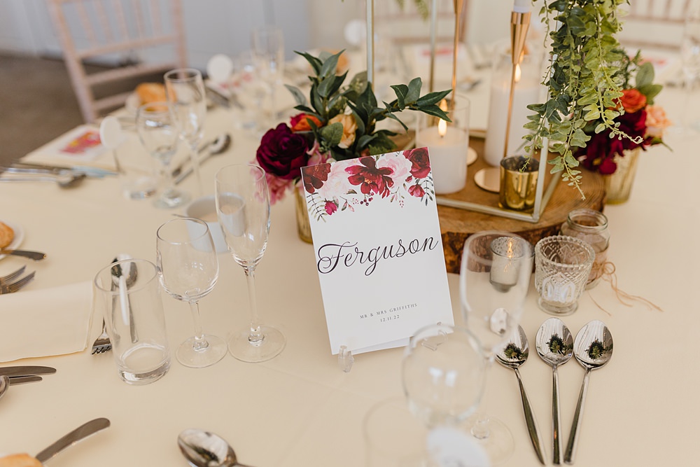 Table Name Sign Oxwich Bay Hotel Wedding Michelle Huggleston Photography