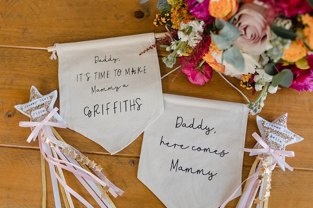 Flower Girl Banner Wand Oxwich Bay Hotel Wedding Michelle Huggleston Photography