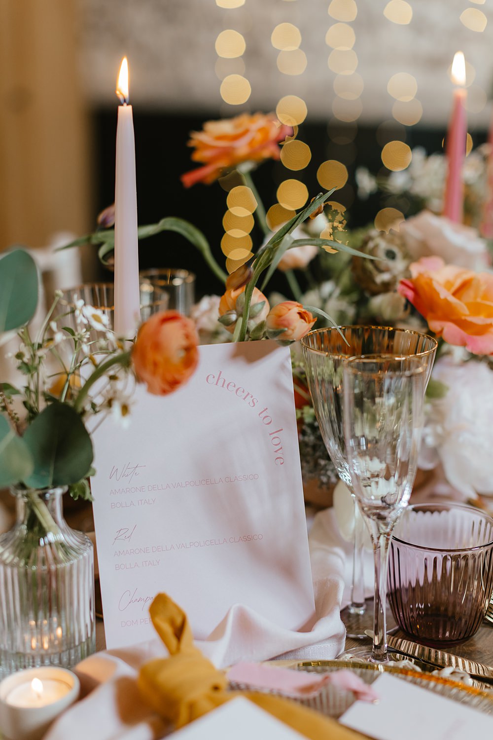 Menu Card Pink Orange Wedding Ideas Bethany Smith Photography