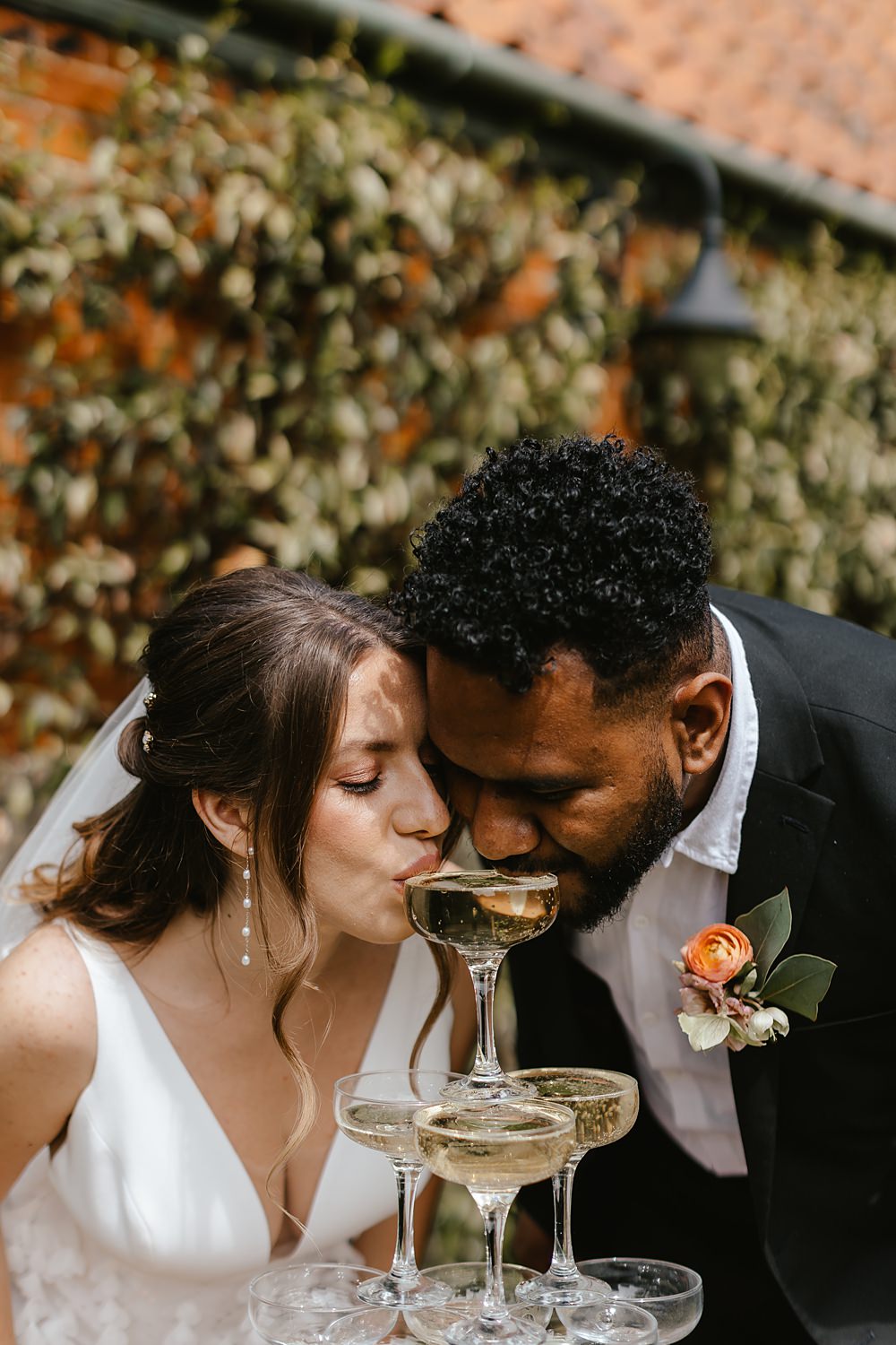 Champagne Tower Drinks Pink Orange Wedding Ideas Bethany Smith Photography