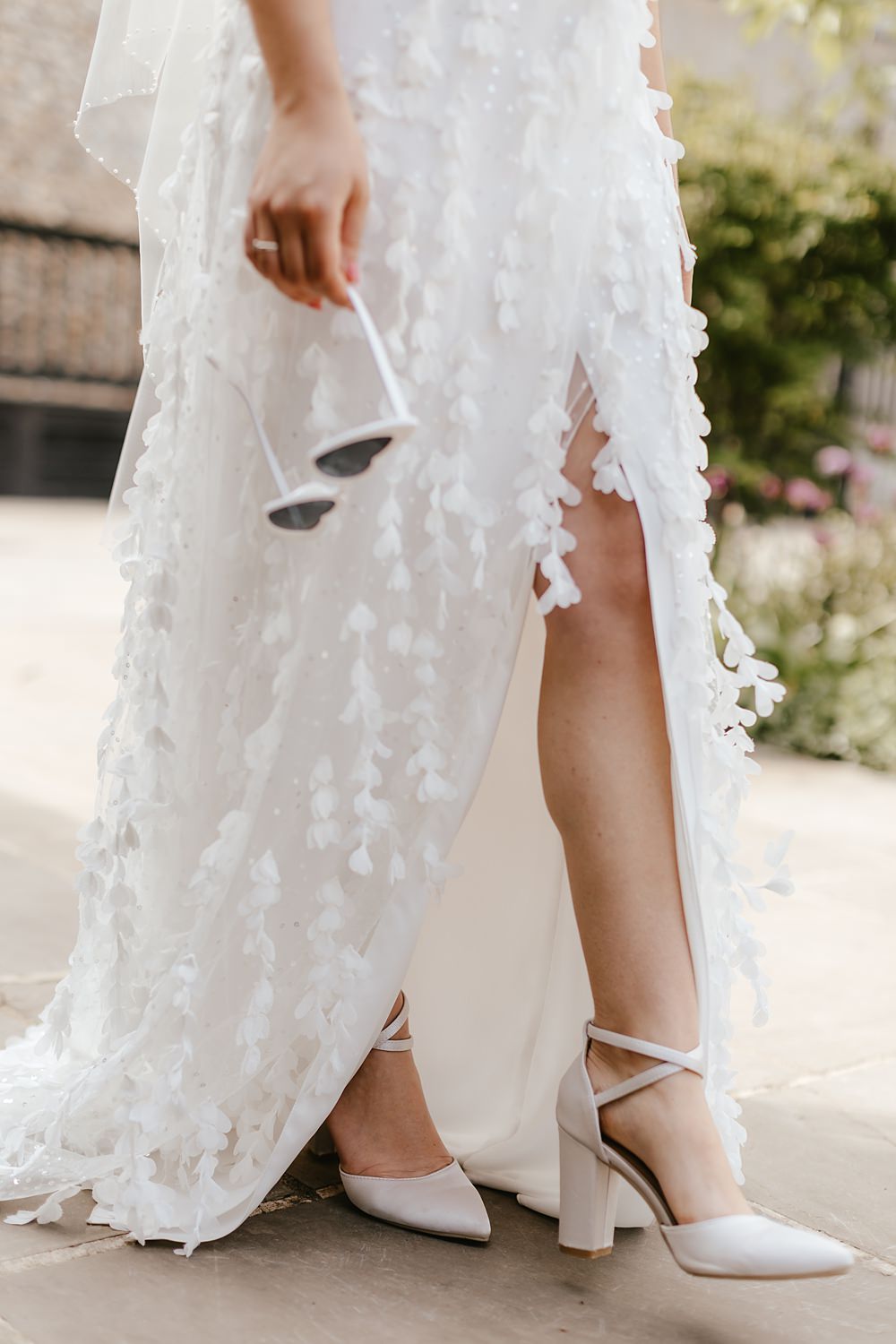 3D Appliqué Gown Dress Bride Shoes Sunglasses Pink Orange Wedding Ideas Bethany Smith Photography