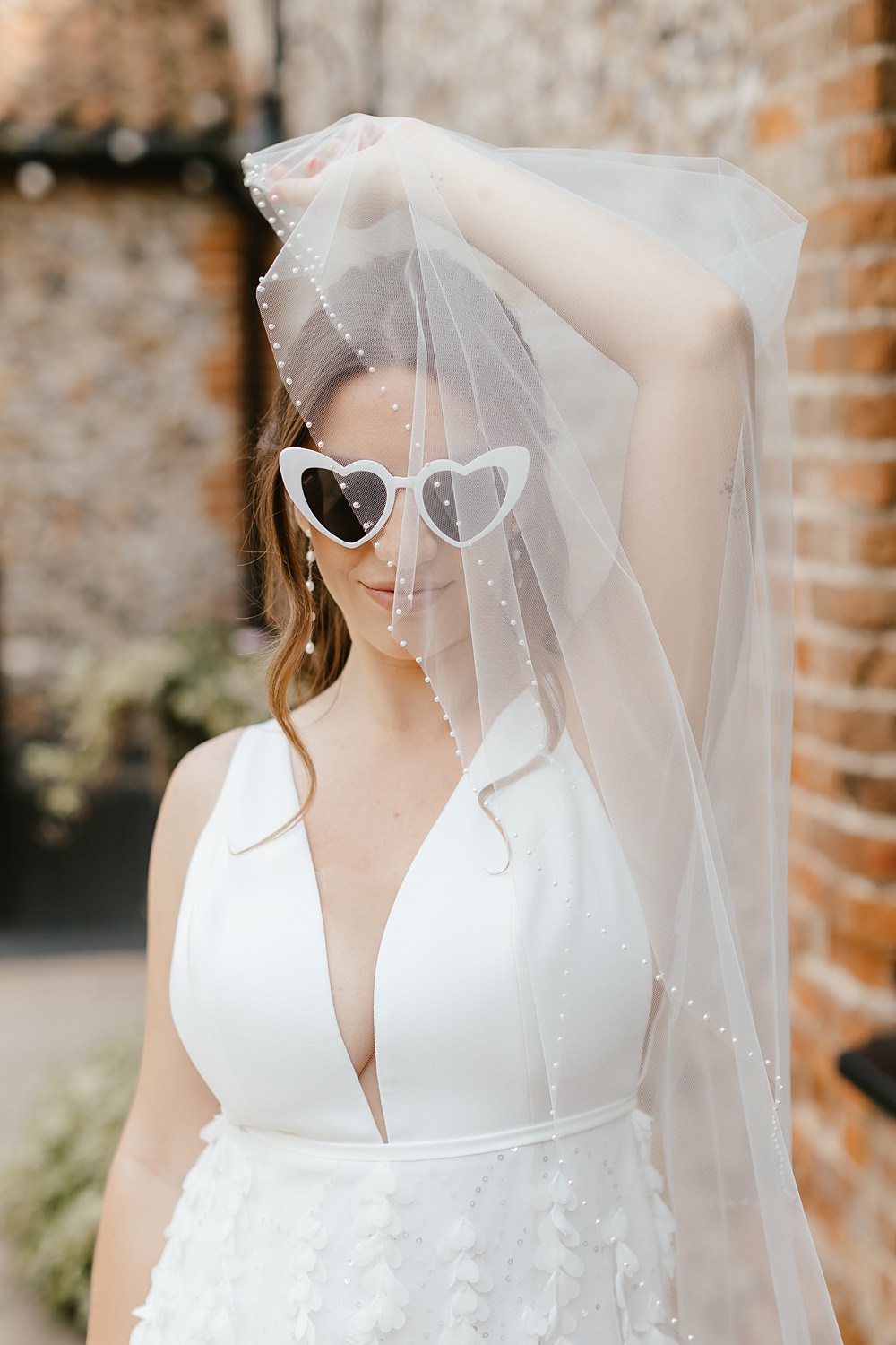 3D Appliqué Gown Dress Bride Shoes Sunglasses Pink Orange Wedding Ideas Bethany Smith Photography
