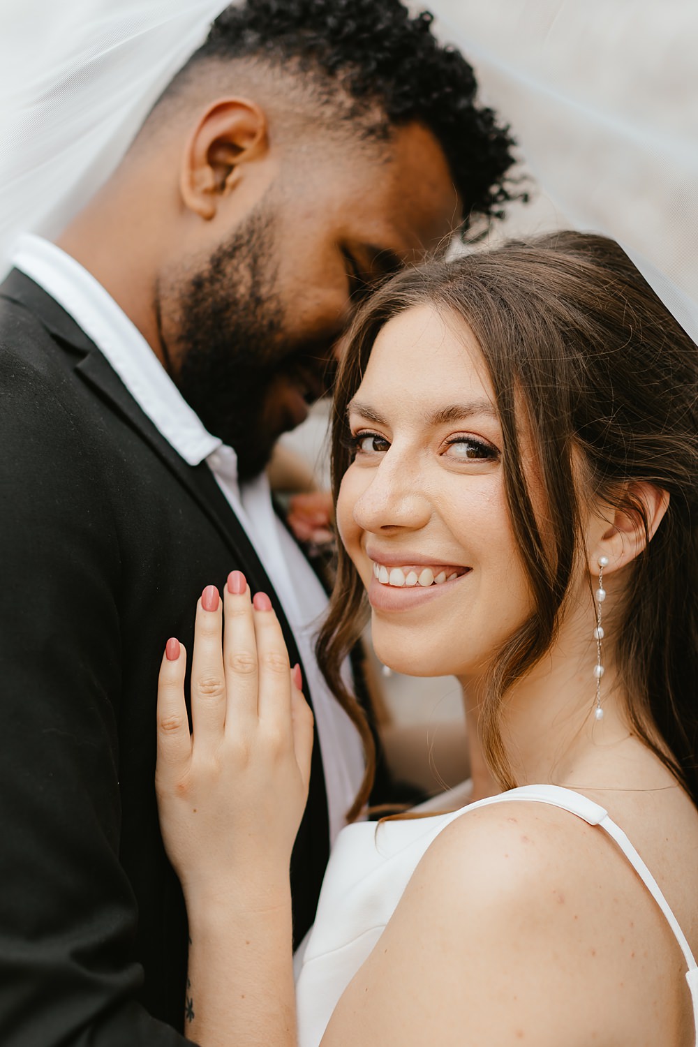 Bride Makeup Earrings Pink Orange Wedding Ideas Bethany Smith Photography