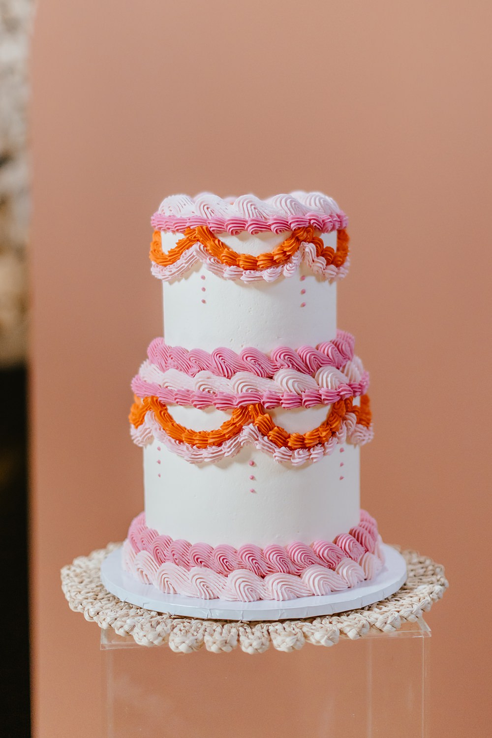 Vintage Lambeth Iced Cake Pink Orange Wedding Ideas Bethany Smith Photography