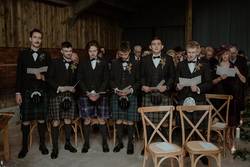 Groomsmen Kilts Rossie on the Earn Wedding Mint and Jasmine