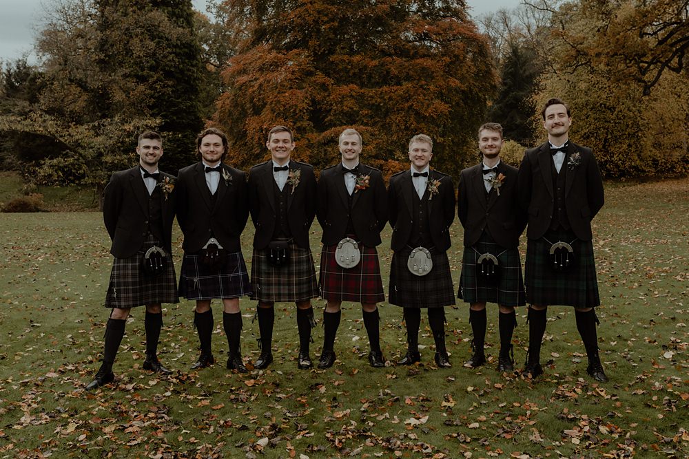 Groomsmen Kilts Rossie on the Earn Wedding Mint and Jasmine
