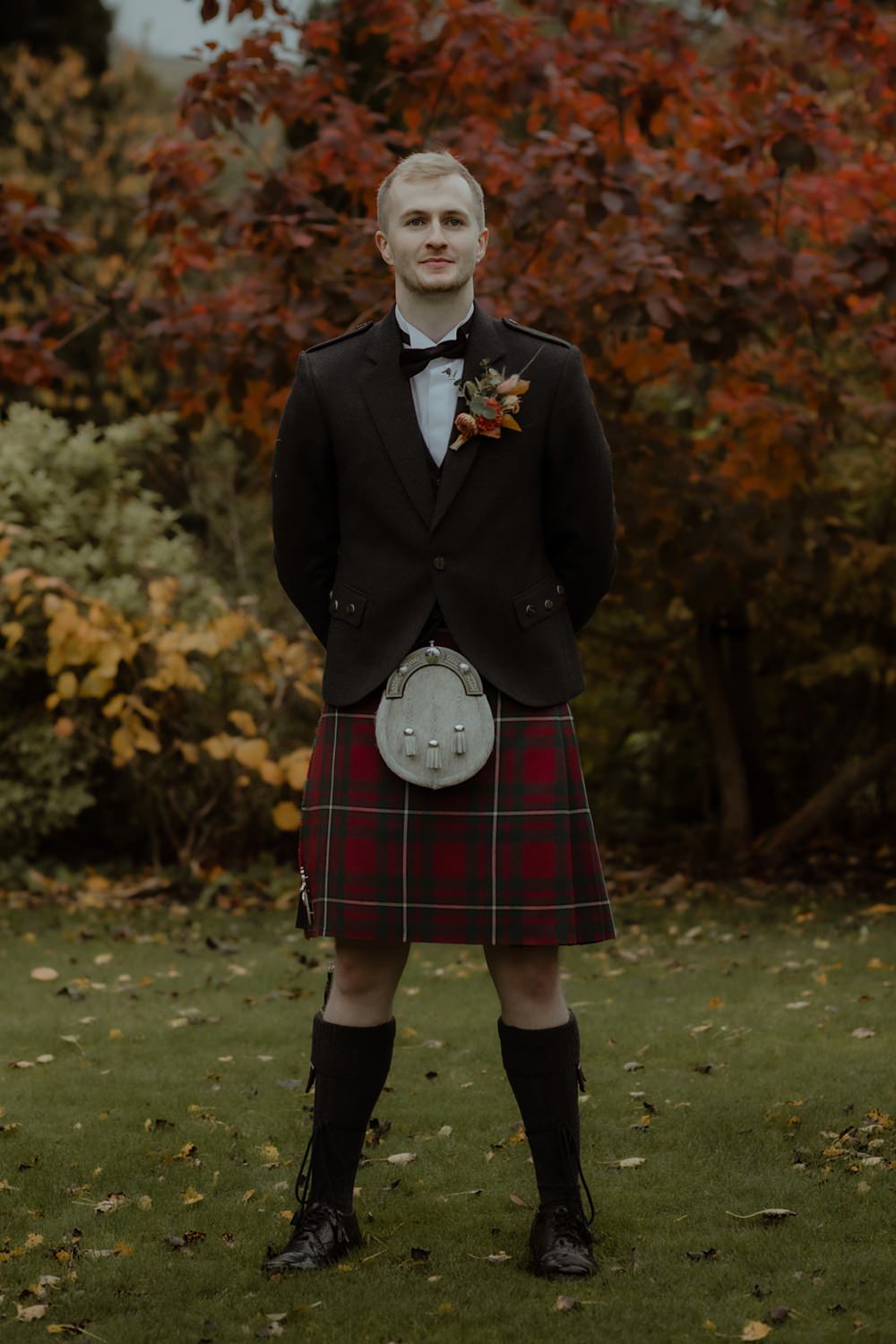 Groom Kilt Bow Tie Rossie on the Earn Wedding Mint and Jasmine